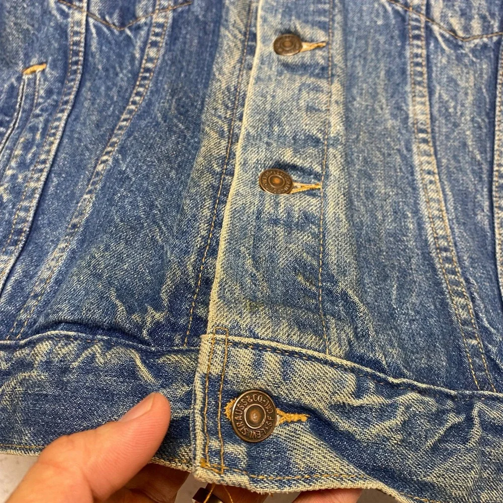 Levi's Denim Trucker Jacket Mens Large Blue Vintage 90s Made in USA 70507-0214 - Picture 7 of 12